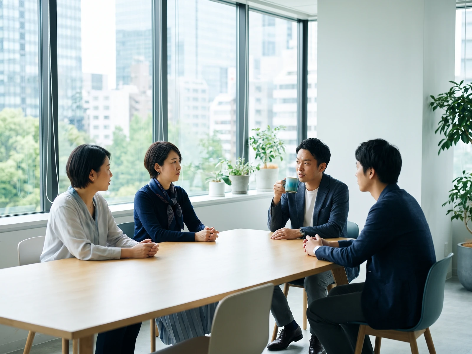 飯田橋のオフィスで打ち合わせをする日本人スタッフ