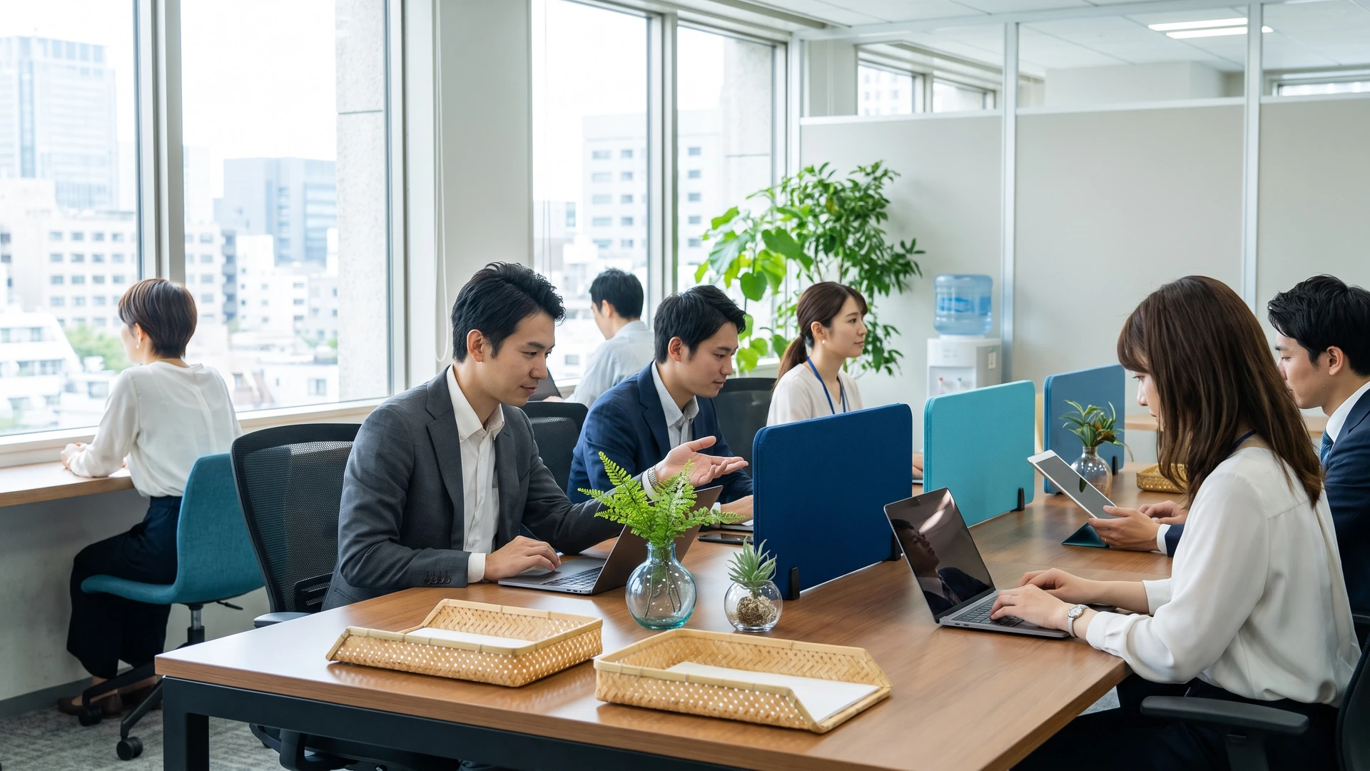 紙の書類がなくなり画面で業務を進める日本人のオフィス風景